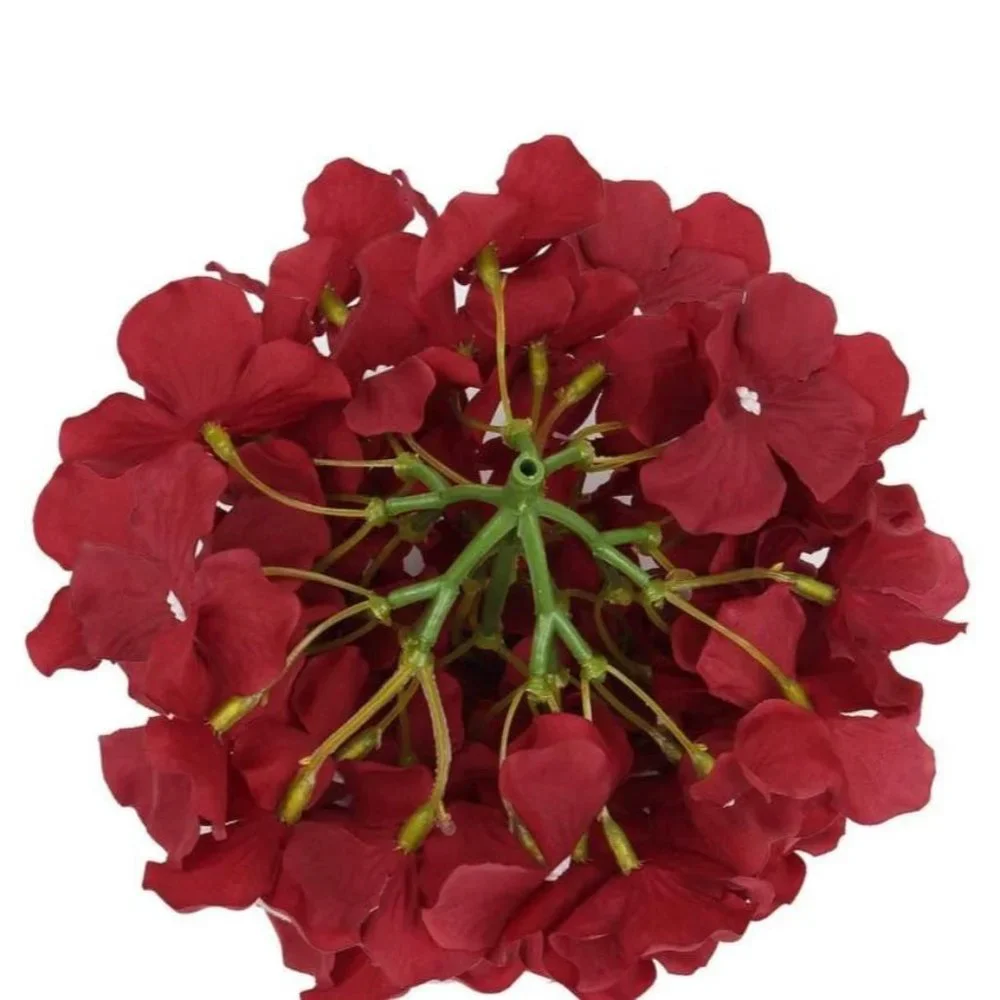 10 pack Burgundy Wine Silk Hydrangea Flower with Stems Wedding Home Bouquet